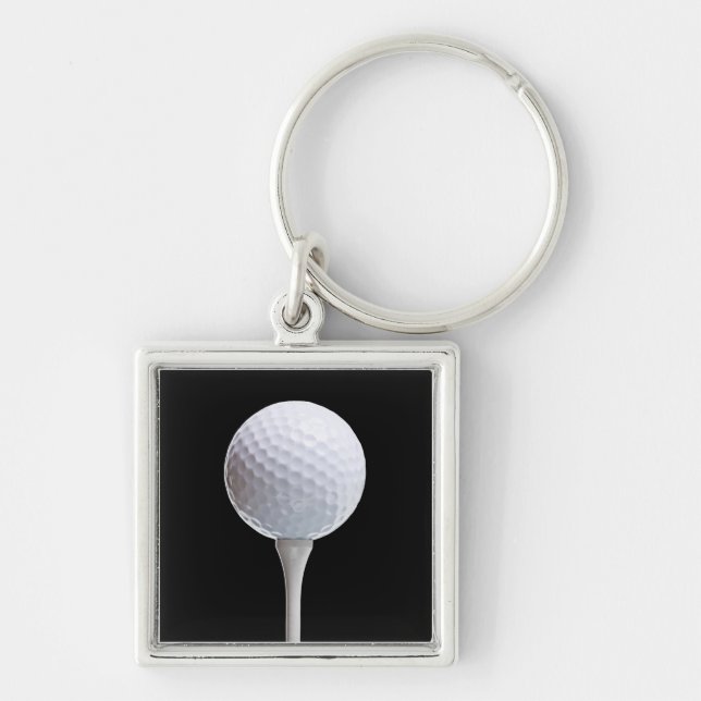 Llavero Pelota de golf y camiseta en el negro - plantilla (Frente)