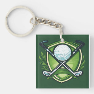 Llavero Pelota de Golf y Palos con Símbolo de Escudo