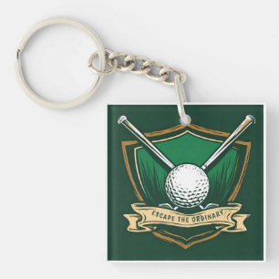 Llavero Pelota de Golf y Palos con Símbolo de Escudo