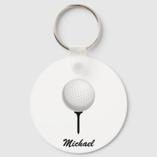 Llavero Pelota de golf y tee de golfista con nombre person