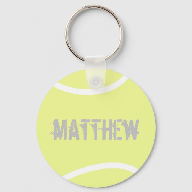 Llavero Pelota de tenis amarilla brillante personalizada (Anverso)