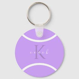 Llavero Pelota de tenis púrpura y entrenador monogramado i