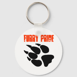 Llavero peludo de Pawprint del orgullo