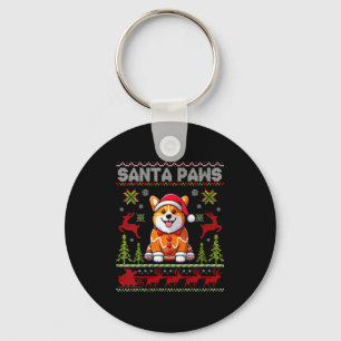 Llavero Pembroke galés Corgi Santa Patas Alegre Navidad Mu