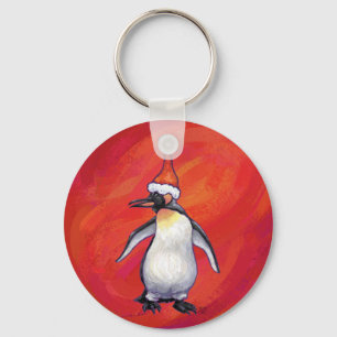 Llavero Penguin en Santa Hat en Red