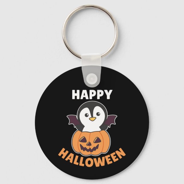 Llavero Penguin Happy Halloween Calabaza (Anverso)