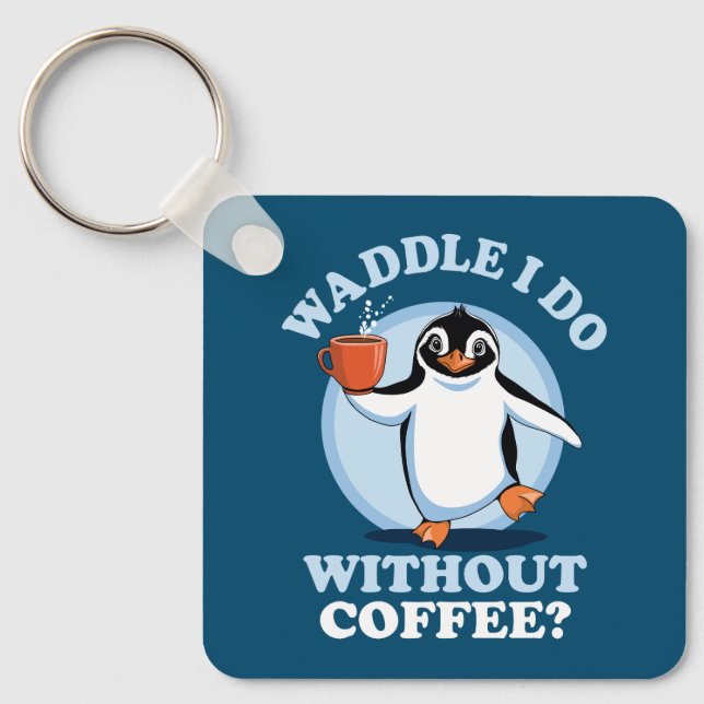 Llavero Penguin Pun | Camilla que hago sin café (Anverso)