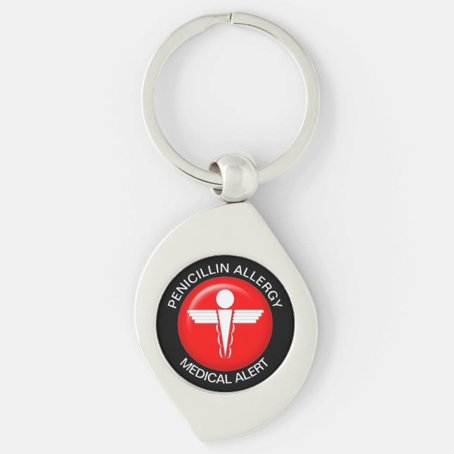 Llavero Penicillin Medical Alert Metal Keychain (Anverso)