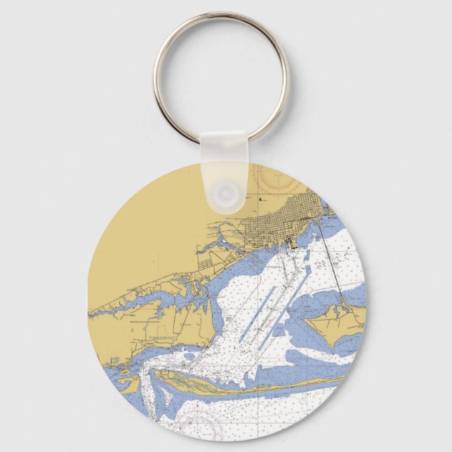 Llavero Pensacola, Florida Nautical Harbour Chart Keychain (Anverso)