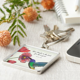 Llavero Pensamiento religioso de tus flores con Hummingbir