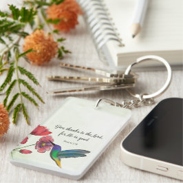 Llavero Pensamiento religioso de tus flores con Hummingbir