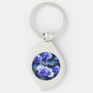 Llavero Pensamientos Azules Flor Personalizada de Pensamie