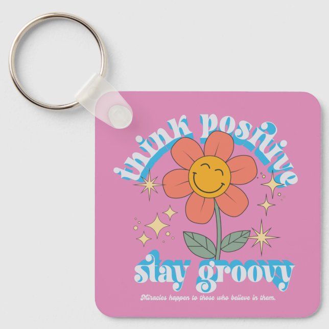 Llavero Pensar en el lema de Stay Groovy (Anverso)