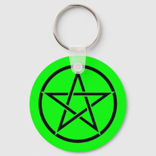 Llavero Pentáculo verde y negro Pentagram Wiccan Keychain