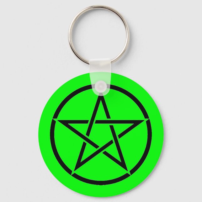 Llavero Pentáculo verde y negro Pentagram Wiccan Keychain (Anverso)