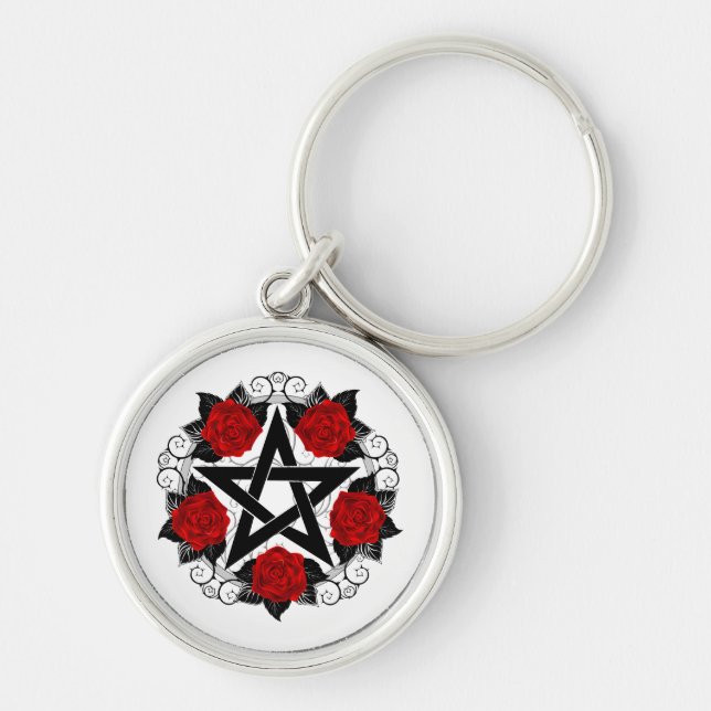 Llavero Pentagram con rosas rojas (Frente)