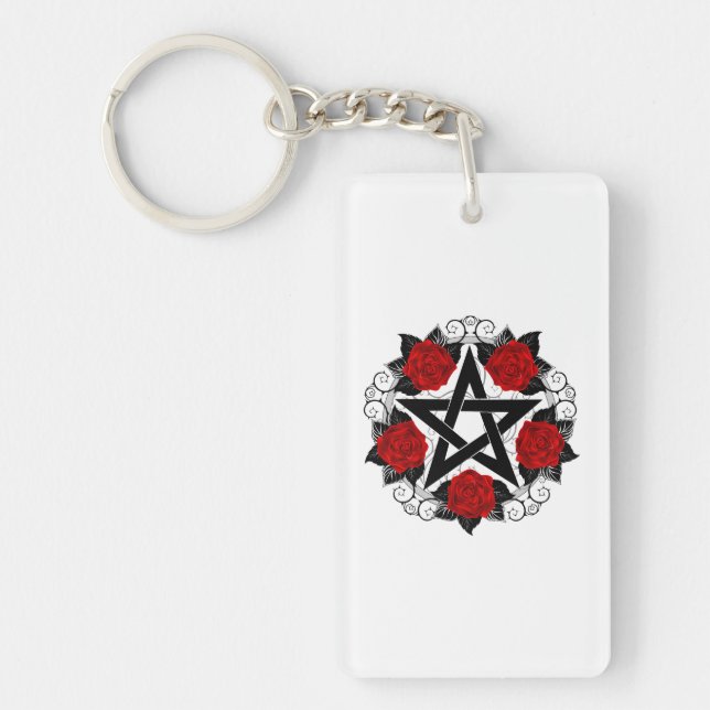 Llavero Pentagram con rosas rojas (Frente)