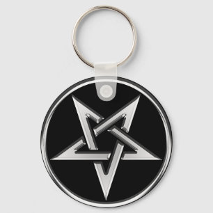 Llavero Pentagram invertido plata