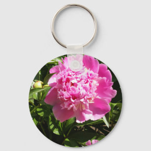 Llavero peonías rosadas oscuras
