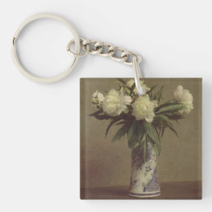 Llavero Peonies en un florero azul y blanco