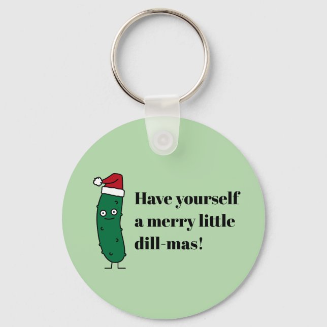Llavero Pepino en vinagre de Navidad con sombrero de Santa (Anverso)