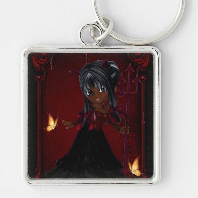 Llavero Pequeña Cookie Devil Chica Diseño 4 Keychain (Frente)