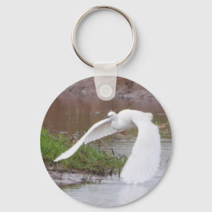 Llavero Pequeña Egret en anillo de llave de vuelo