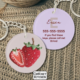 Llavero Pequeña Moda Mínima De Granito Rosa Crochet Fresa