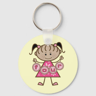 Llavero Pequeña Niña 4 camisetas de cumpleaños y regalos