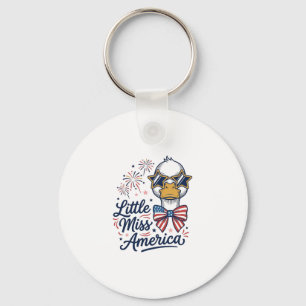 Llavero Pequeña Señorita América Pato Patriótico Camiseta