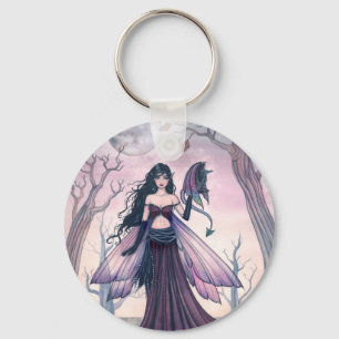 Llavero Pequeño animal morado y arte de fantasía dragón