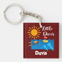 Llavero Pequeño buzo con pez gelatina - Keychain acrílico