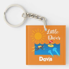 Llavero Pequeño buzo con pez gelatina - Keychain acrílico