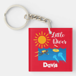 Llavero Pequeño buzo con pez gelatina - Keychain acrílico