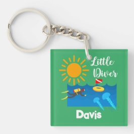 Llavero Pequeño buzo con pez gelatina - Keychain acrílico