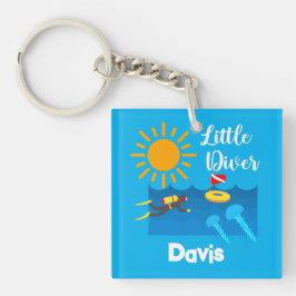 Llavero Pequeño buzo con pez gelatina - Keychain acrílico