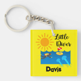 Llavero Pequeño buzo con pez gelatina - Keychain acrílico