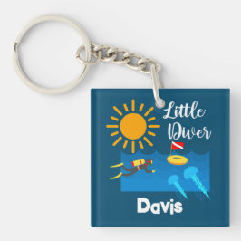 Llavero Pequeño buzo con pez gelatina - Keychain acrílico