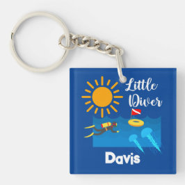 Llavero Pequeño buzo con pez gelatina - Keychain acrílico