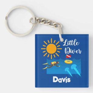 Llavero Pequeño buzo con pez gelatina - Keychain acrílico