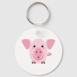 Llavero Pequeño cerdo rosa feliz y lindo