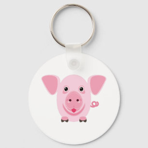 Llavero Pequeño cerdo rosa feliz y lindo