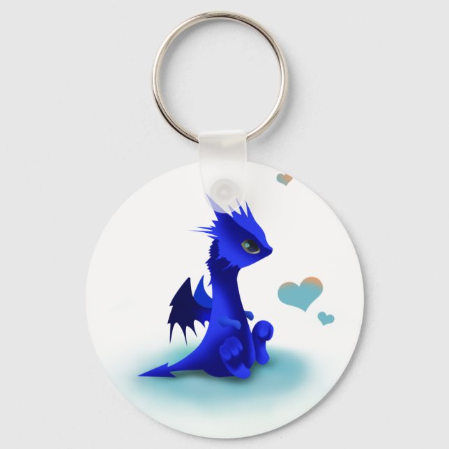 Llavero Pequeño dragón azul de la cadena de claves de amor (Anverso)