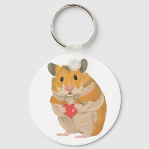 Llavero Pequeño Hamster lindo con el corazón rojo