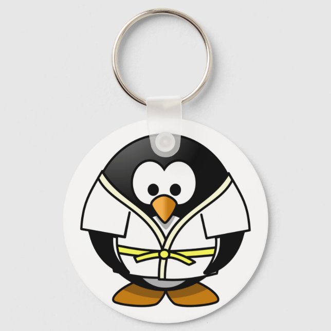 Llavero Pequeño judo pingüino animado (Anverso)