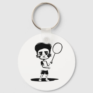 Llavero Pequeño lanzador deportivo Badminton Boy Racket