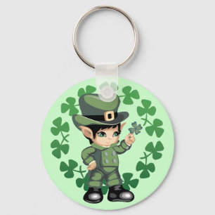 Llavero Pequeño Leprechaun con Shamrock