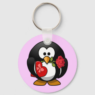 Llavero Pequeño pingüino animado lindo de la tarjeta del