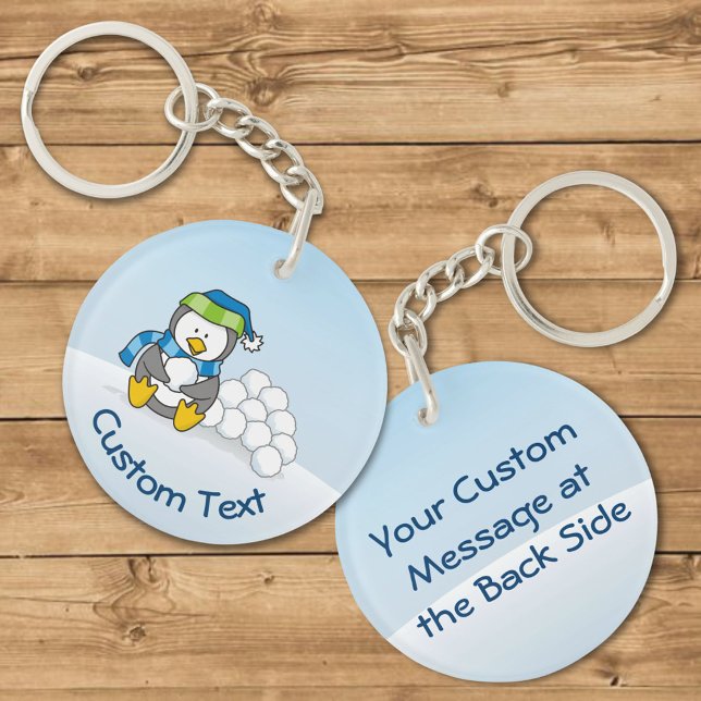 Llavero Pequeño pingüino sentado con la cadena de bolas de (Subido por el creador)