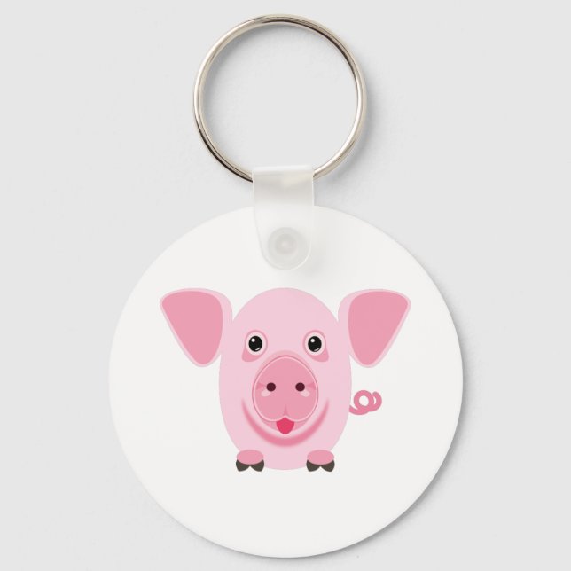 Llavero Pequeño y lindo cerdo rosa (Anverso)